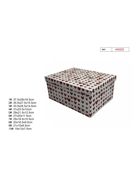 SET 10 CAJAS REGALO 37.5X29X16.5CM CORAZONES