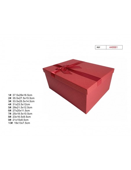 SET 10 CAJAS REGALO C/LAZO ROJO  37.5X29X16.5CM