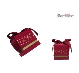 CAJA DE REGALO 10X10X10CM C/LAZO ROJO