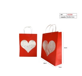 BOLSA DE REGALO 32X26X12CM CORAZON
