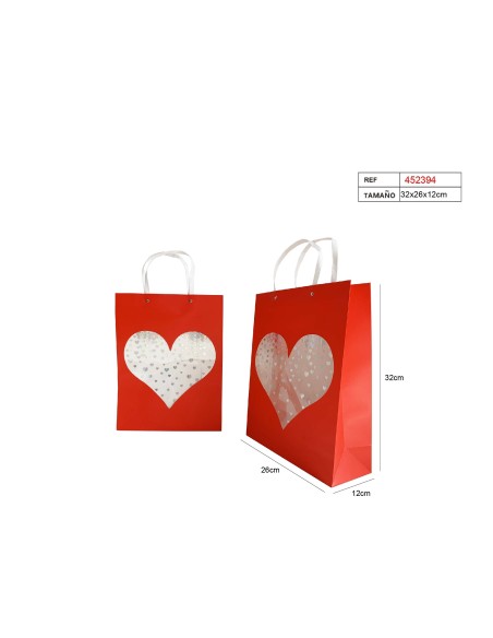 BOLSA DE REGALO 32X26X12CM CORAZON