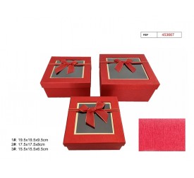 SET 3 CAJAS DE REGALO LAZO  19.5X19.5X9.5CM