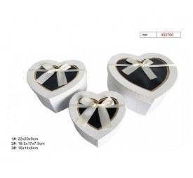SET 3 CAJAS REGALO LAZO BLANCO  22X20X9CM