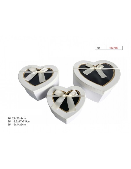 SET 3 CAJAS REGALO LAZO BLANCO  22X20X9CM
