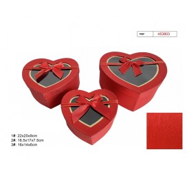 SET 3 CAJAS REGALO LAZO ROJO  22X20X9CM