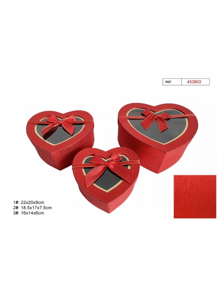 SET 3 CAJAS REGALO LAZO ROJO  22X20X9CM