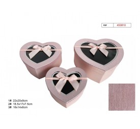 SET 3 CAJAS REGALO LAZO ROSA  22X20X9CM