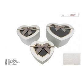 SET 3 CAJAS DE REGALO LAZO GRIS  22X20X9CM