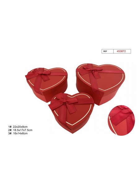 SET 3 CAJAS DE REGALO ROJO  22X20X9CM