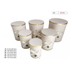 SET 6 CAJAS REGALO REDONDAS BLANCAS 21X21X25.5CM