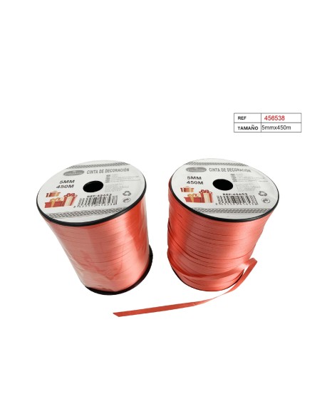 CINTA DE DECORACION  ROJA 5MMX450M