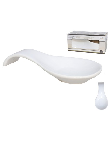 PORTACUCHARAS CERAMICA 24X10X3CM BLANCO
