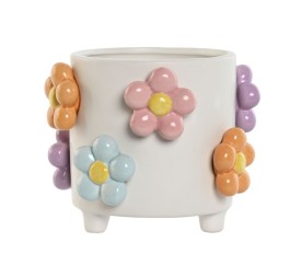 MACETERO DOLOMITE 17X17X14,5 FLORES BLANCO