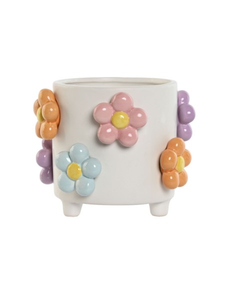 MACETERO DOLOMITE 17X17X14,5 FLORES BLANCO