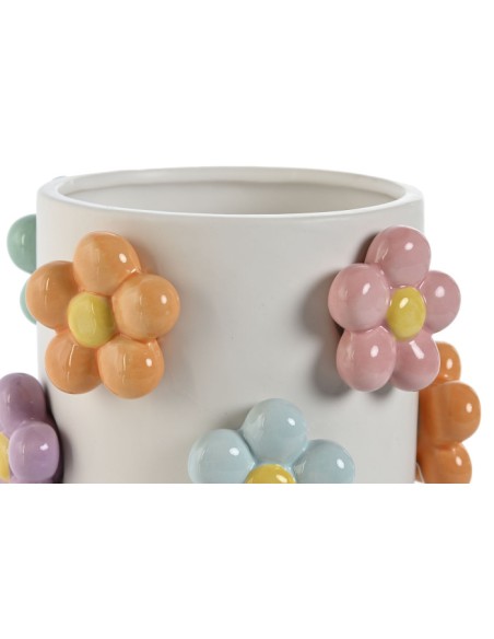 MACETERO DOLOMITE 17X17X14,5 FLORES BLANCO