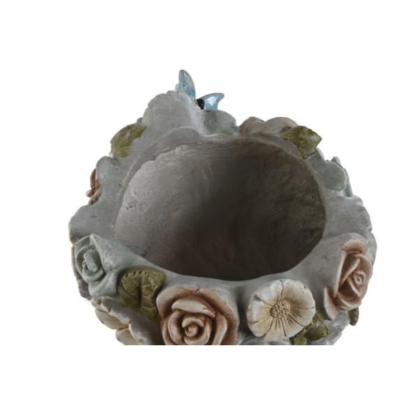 MACETERO MAGNESIA 32X31X52 CHICA FLORES CREMA