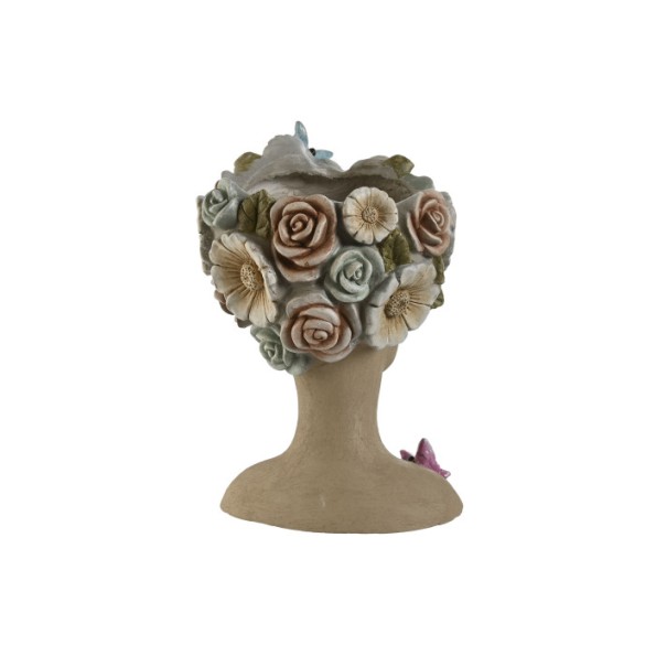 MACETERO MAGNESIA 32X31X52 CHICA FLORES CREMA