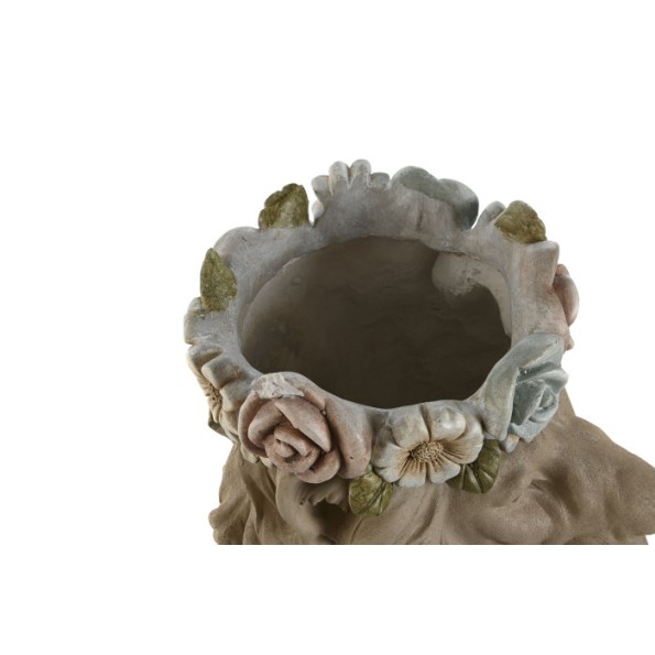 MACETERO MAGNESIA 30X34X39 LEON FLORES CREMA