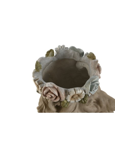 MACETERO MAGNESIA 30X34X39 LEON FLORES CREMA