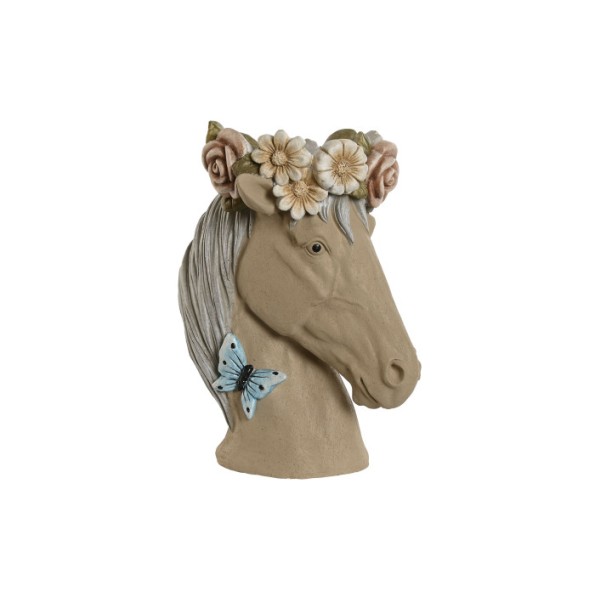 MACETERO MAGNESIA 31X27X42 CABALLO FLORES CREMA