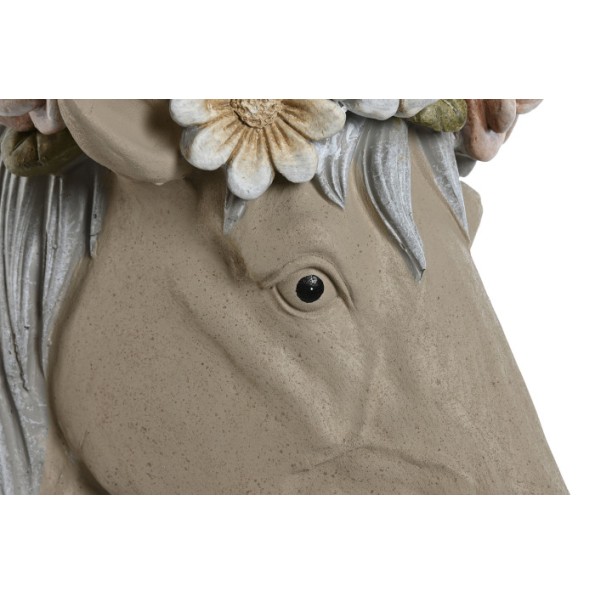 MACETERO MAGNESIA 31X27X42 CABALLO FLORES CREMA