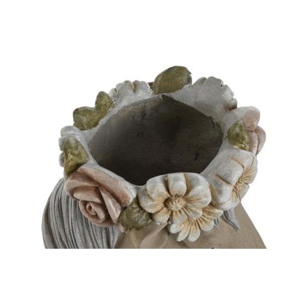 MACETERO MAGNESIA 31X27X42 CABALLO FLORES CREMA