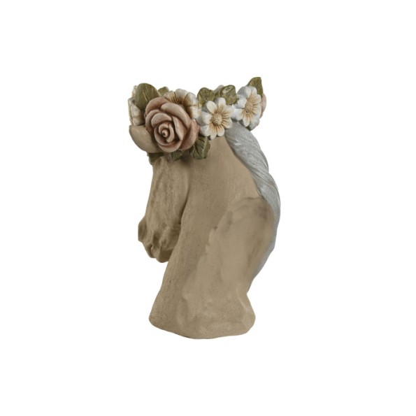 MACETERO MAGNESIA 31X27X42 CABALLO FLORES CREMA