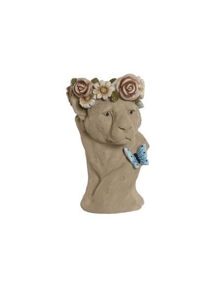 MACETERO MAGNESIA 24X30X42 LEOPARDO FLORES CREMA