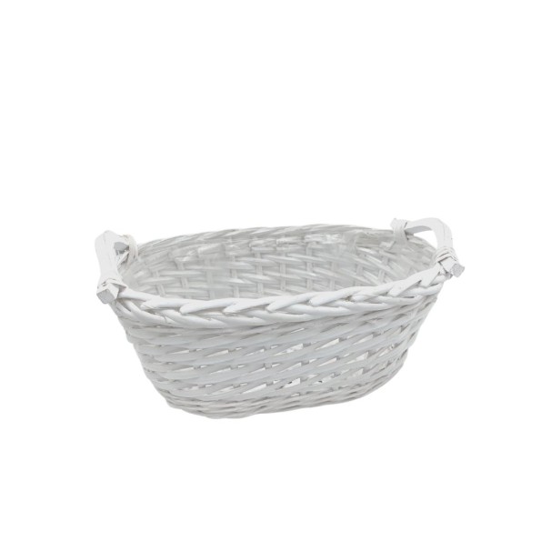 CESTA MIMBRE OVALADA BLANCA 2/M 29X17H12