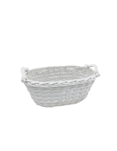 CESTA MIMBRE OVALADA BLANCA 2/M 29X17H12