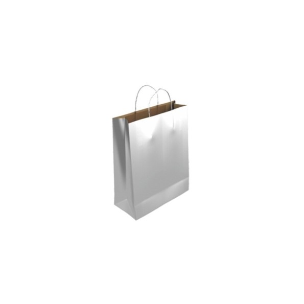 BOLSA PAPEL KRAFT PLATA M 27x12x37 cm