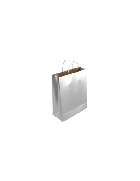 BOLSA PAPEL KRAFT PLATA M 27x12x37 cm