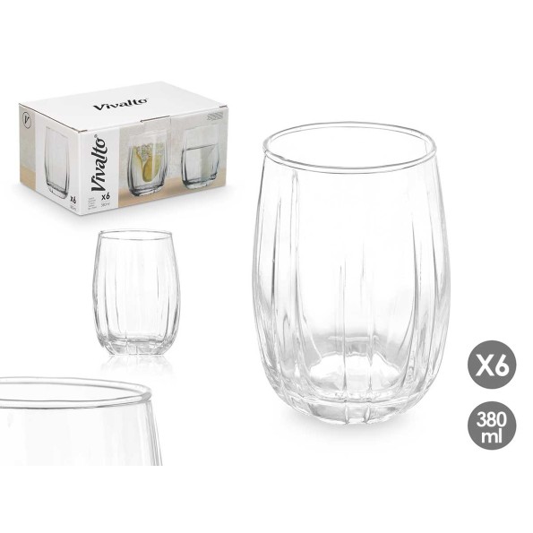 VASO RAYAS 380ML TRANSPARENTE (1 Unidad)