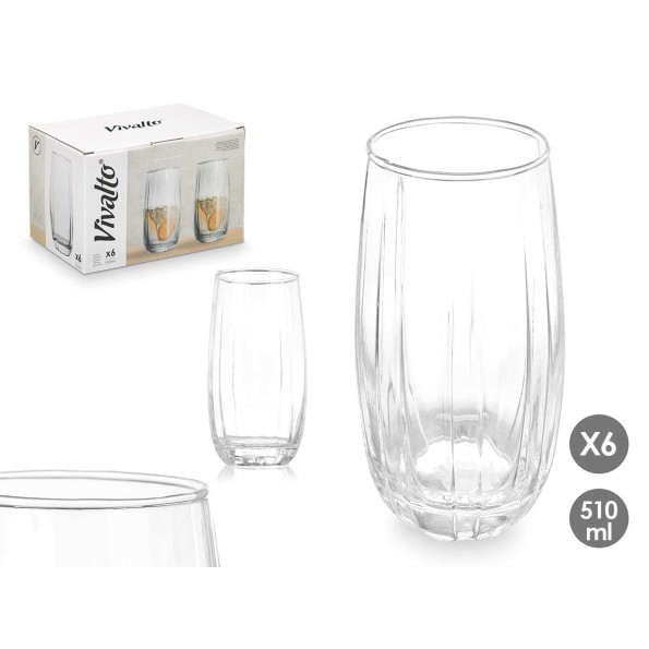 VASO RAYAS 510ML TRANSPARENTE (1 Unidad)