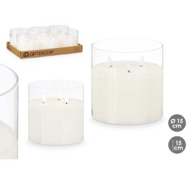 VELA LED 3 LUCES VASO CRISTAL