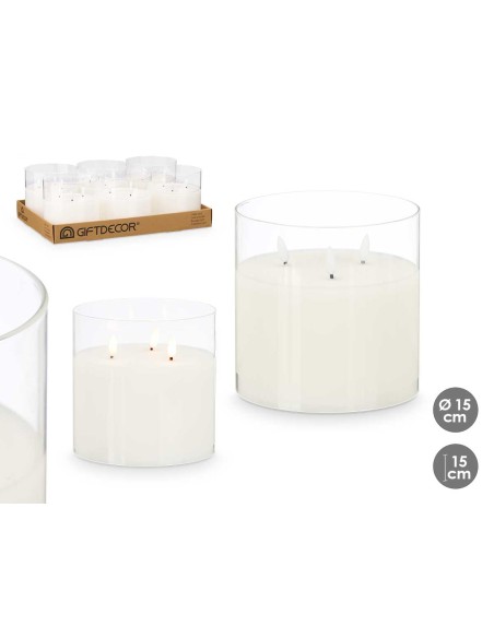 VELA LED 3 LUCES VASO CRISTAL