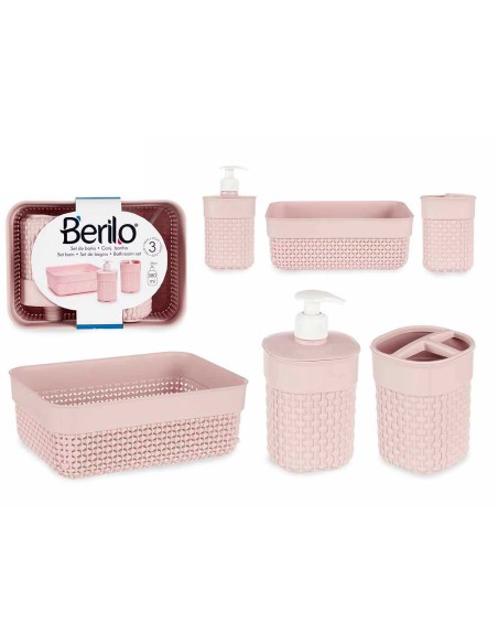 SET 3 PZS BAÑO ROSA PALO PLASTICO