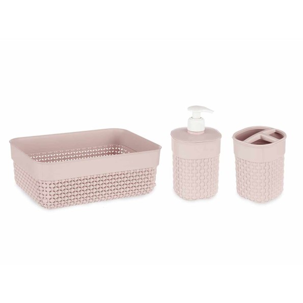 SET 3 PZS BAÑO ROSA PALO PLASTICO