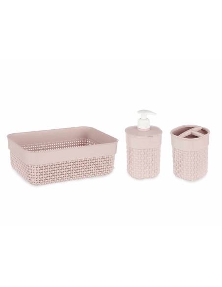 SET 3 PZS BAÑO ROSA PALO PLASTICO