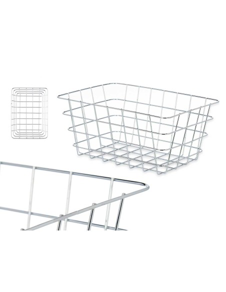 CESTA METAL CROMADA RECTANGULAR MED