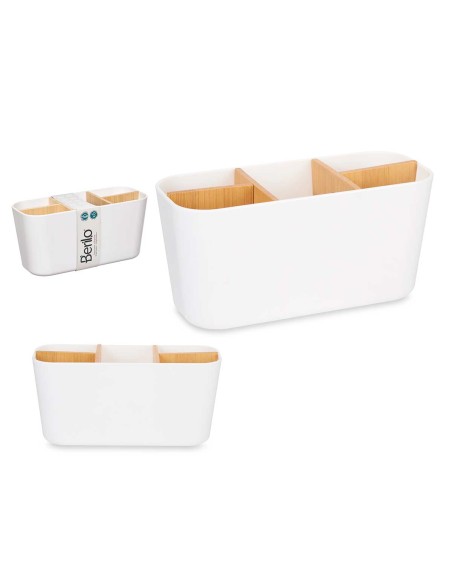 ORGANIZADOR OVALADO 5 HUECOS BAMBU BLANCO