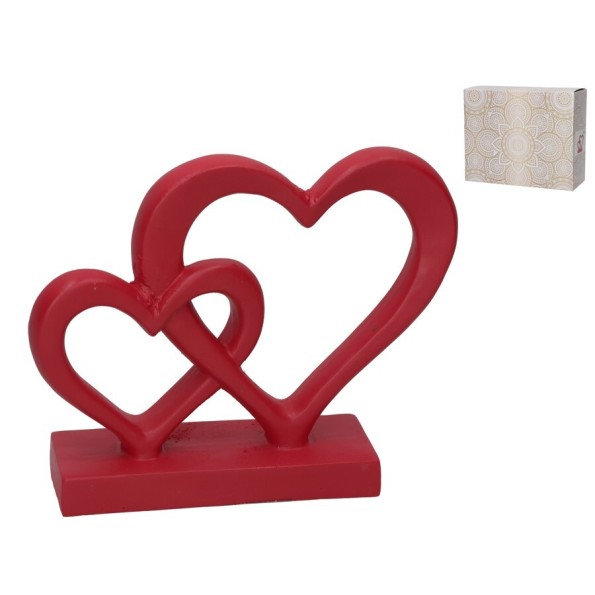 FIGURA CORAZONES ROJOS 20X5,5X16 CM RESINA