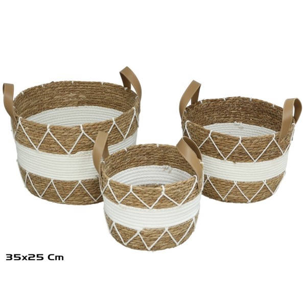 SET 3 CESTOS CON ASAS URANO 35X25CM