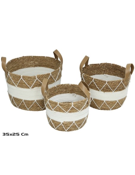 SET 3 CESTOS CON ASAS URANO 35X25CM