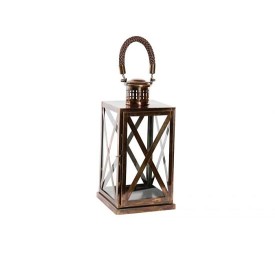 FAROLA METAL CRISTAL 19X20X55 BRONZE