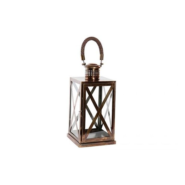 FAROLA METAL CRISTAL 19X20X55 BRONZE