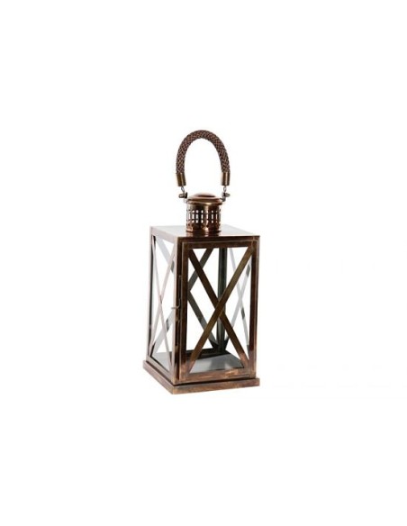 FAROLA METAL CRISTAL 19X20X55 BRONZE