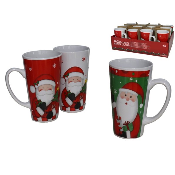 TAZA CONICA SANTA CLAUS 15X9CM 450ML 3STD