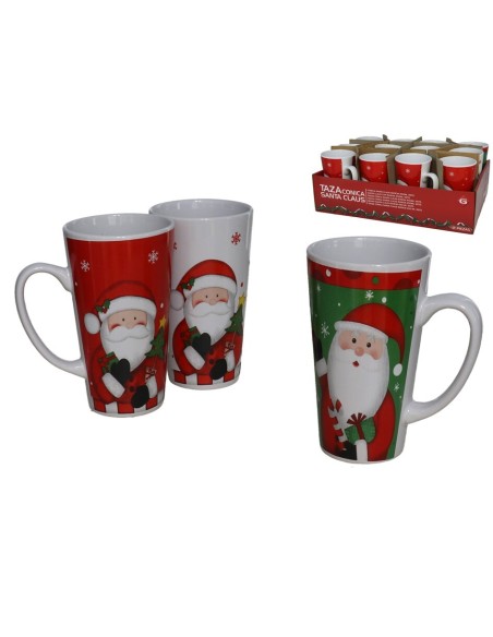 TAZA CONICA SANTA CLAUS 15X9CM 450ML 3STD