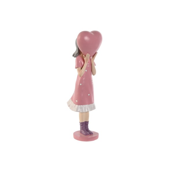 FIGURA RESINA 10X8,5X31 CHICA CORAZON ROSA